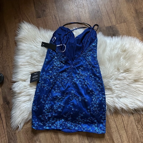 LULU’S Blissful Blossoms Royal Blue Sequin Backless Mini Dress - Picture 6 of 7
